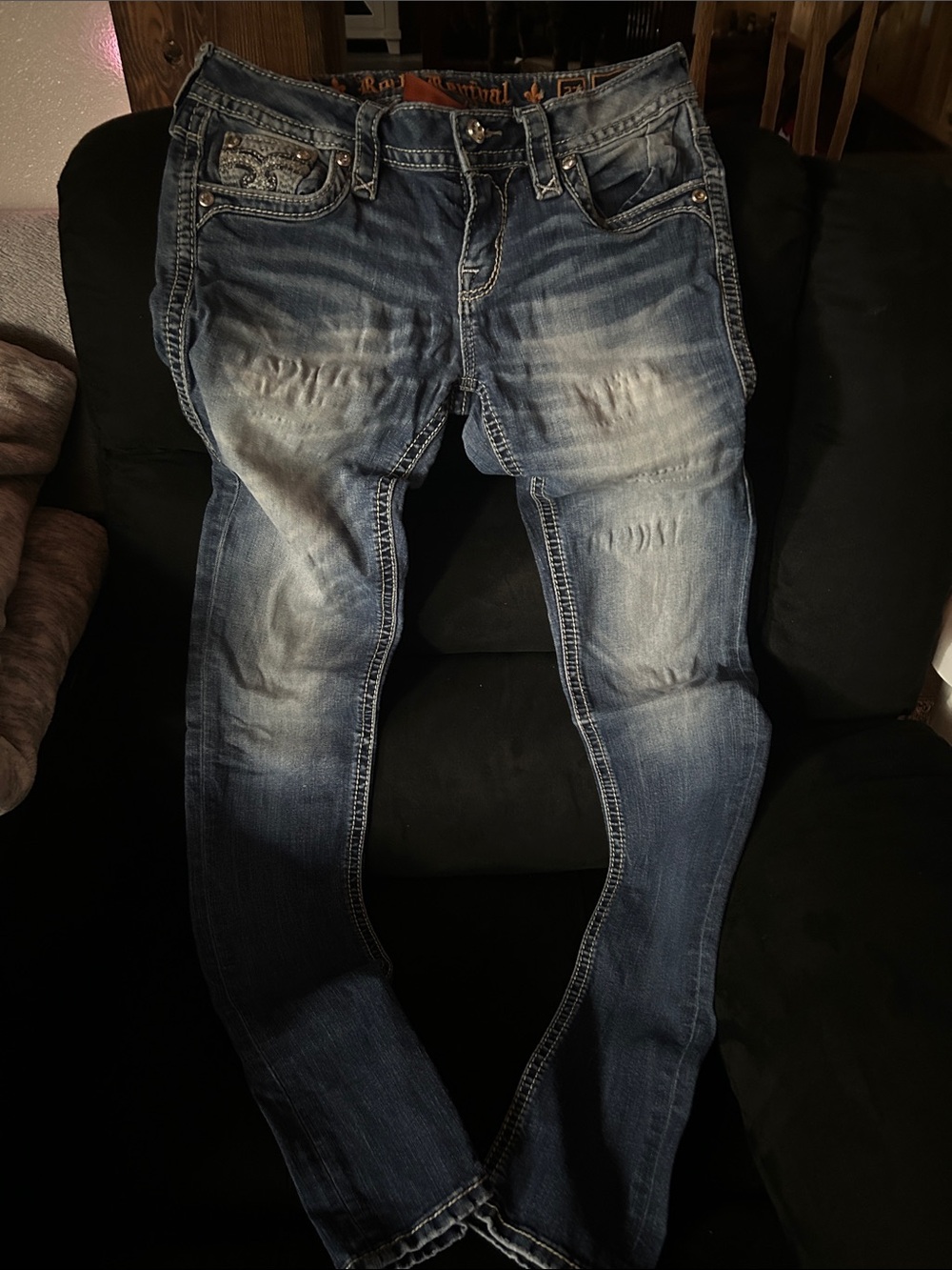 Rock Revival Distressed Blue Women's Skinny Jeans